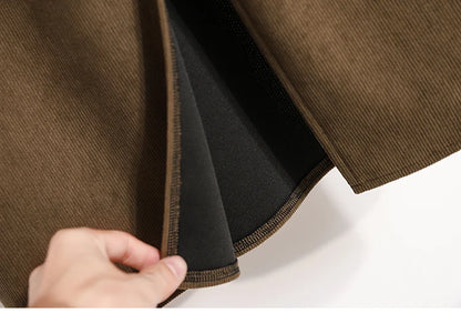 2025 Autumn Winter Plus Size Skirts Women High Waist Solid A-line Skirt Back Slit Korean Thick Elegant Fleece-lined Style Skirts