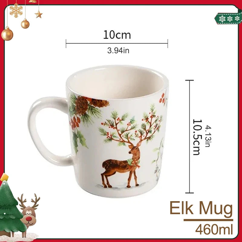 Christmas Tree Ceramic Plate European Style Tableware Coffee Mug Dinner Plates Fruit Snack Western Dishes Kitchen Christmas Gift.