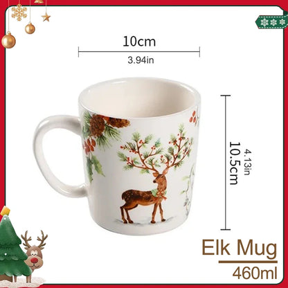 Christmas Tree Ceramic Plate European Style Tableware Coffee Mug Dinner Plates Fruit Snack Western Dishes Kitchen Christmas Gift.