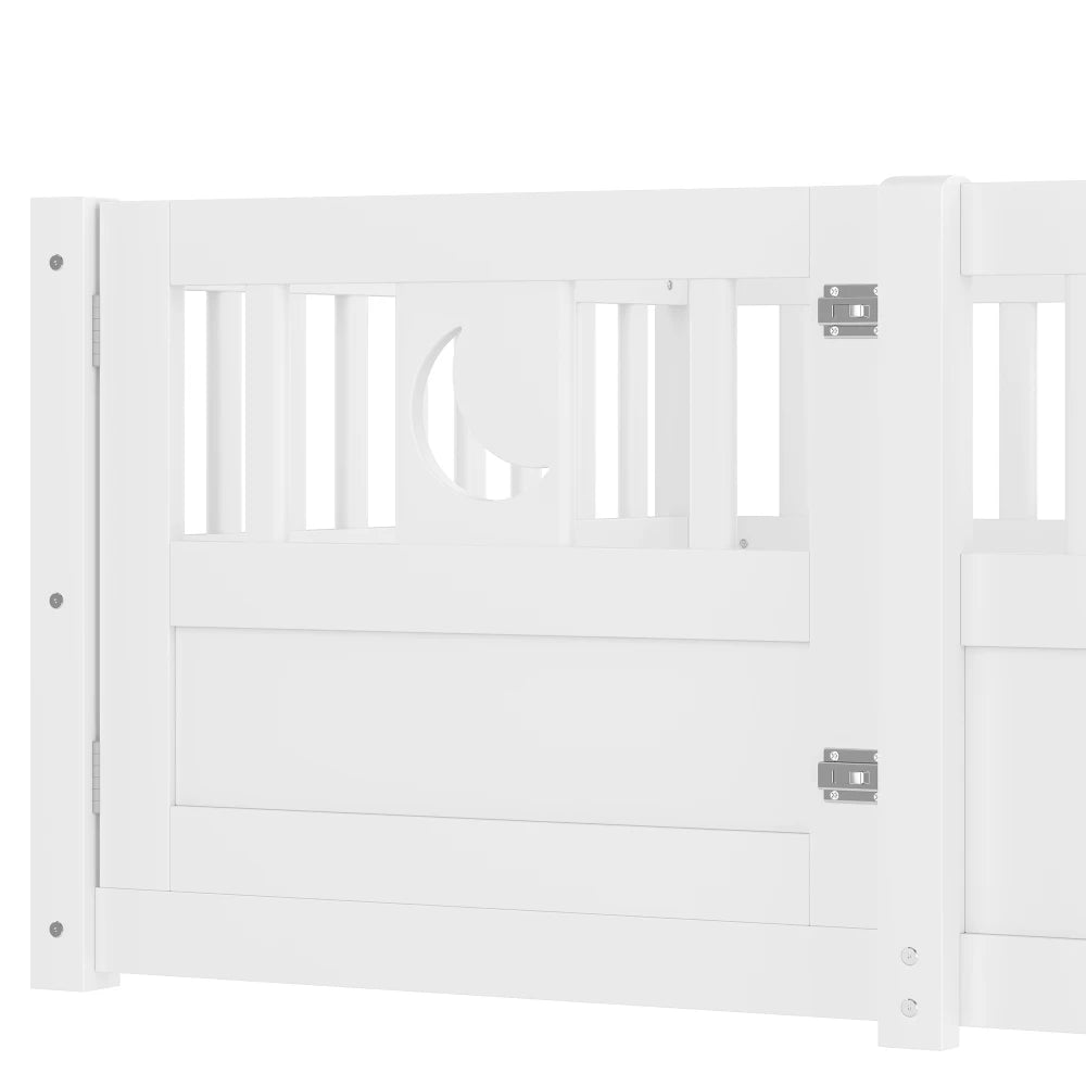 Panelbett 140 x 190 cm großes Kinderbett mit Gitter, Stern- und Monddekoration, ohne Gitter (ohne Matratze), minimalistischer Stil