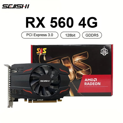 SEJISHI Video Card RX560 4G D5 Graphics Cards 128Bit GDDR5 AMD GPU RX560 4GB Gaming Card placa de video Diy Gaming Computer.