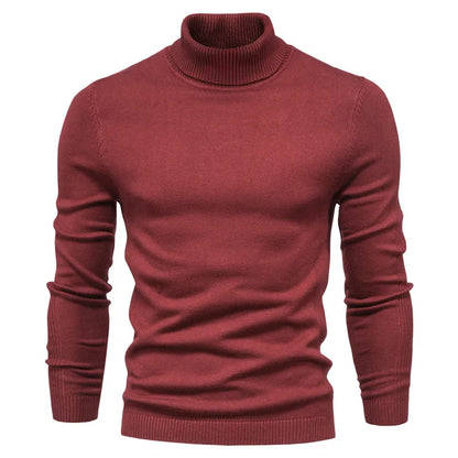 2021 New Winter Men Turtleneck Sweater Casual Solid Color Warm Pullover High Quality Slim High Neck Long Sleeve Sweater Men