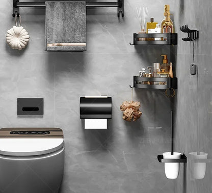 Beliebter Stil, 40/50 cm, selbstklebende Wandhalterung für Badezimmer, wasserdicht und rostfrei, Aufbewahrungsregal mit Haken, Handtuchhalter