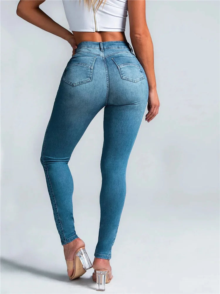 Women High Waist Stretch Skinny Hips Wrap Jeans Lady Slim Fit Classic Narrow Leg Denim Pencil Pants Y2k High Street Trousers.