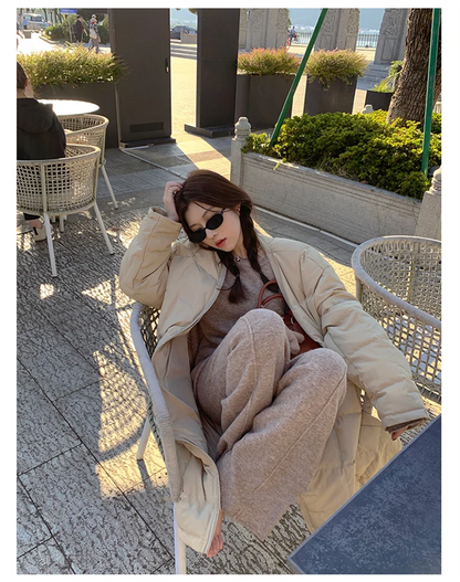 Koreanische Version des weichen, wachsartigen, faulen Wind-Stricksets 2024, sanfter Rundhalspullover, Pullover, weites Bein, Hose, zweiteiliges Set für Damen