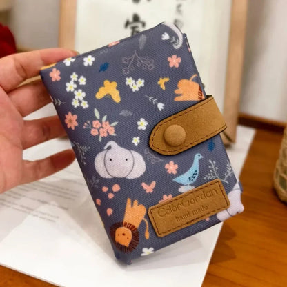 Women Cute Zipper Hasp Short Wallet PU Leather-Capacity Coin Purse Money Bag Frosted Printing ID Card Holder Girl Cute Clutch