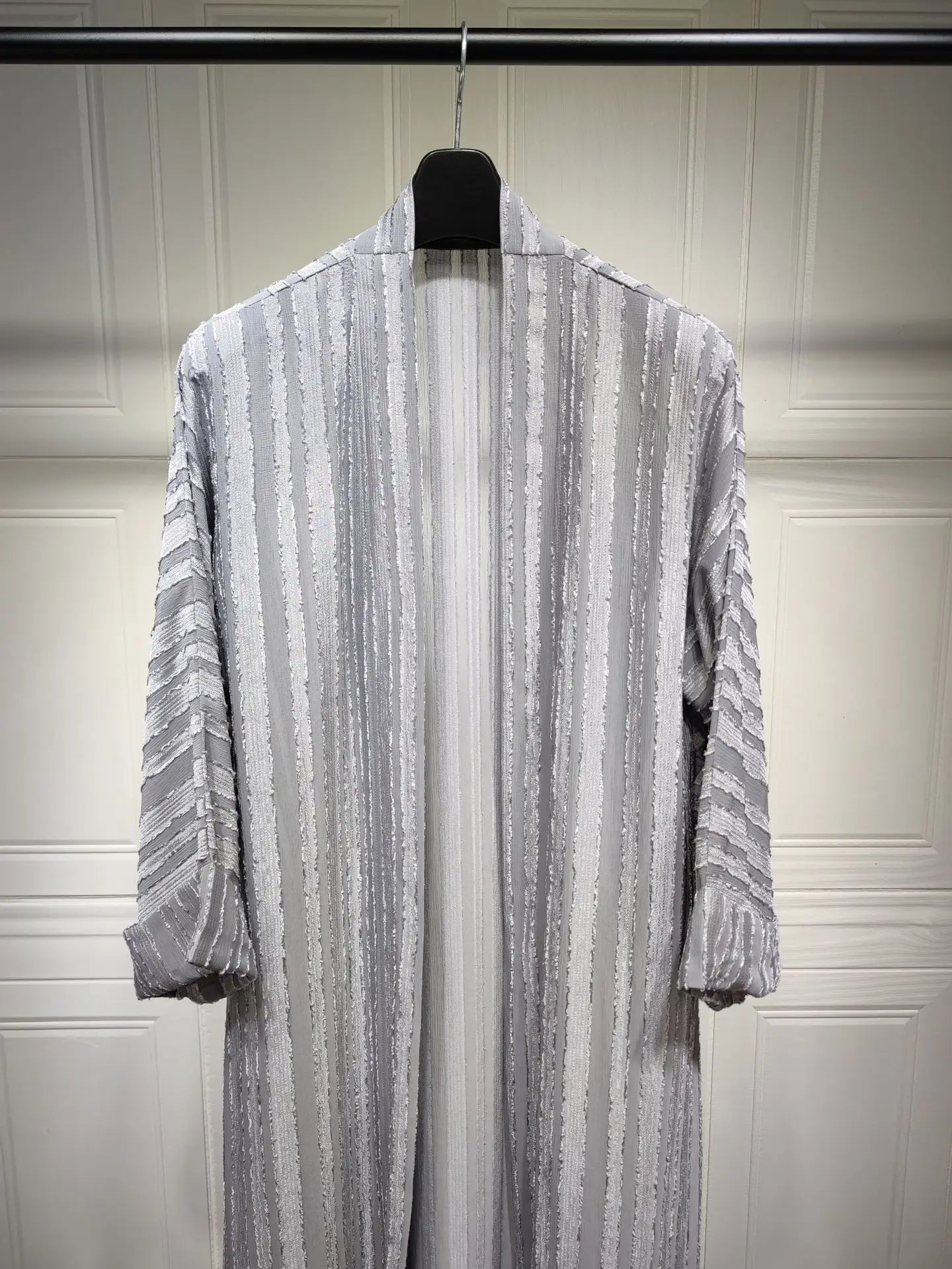 2024 New Fashion Muslim Kimono Abaya Solid Striped Retro Ethnic Cardigan Robe Dubai Middle Eastern Saudi Arabia Eid Clothes
