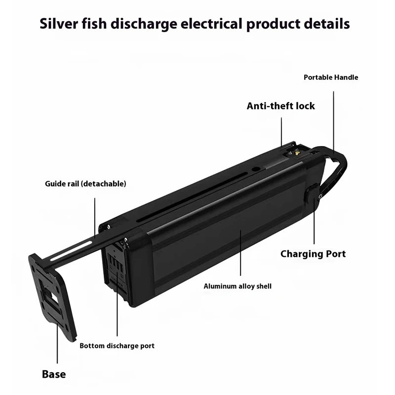 Silver Fish 36V/48V/60V 10Ah 20A lithium battery pack suitable for 1800W handheld folding two wheeled scooter battery+5A charger.