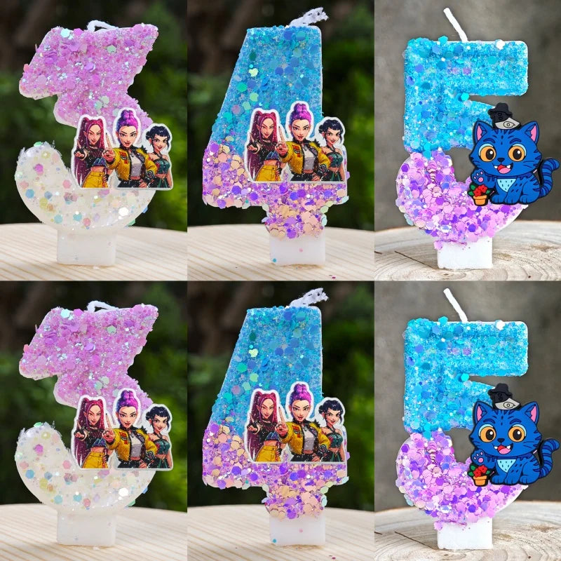 Anime Kpop Dämon Jäger Thema Kerze 3D Nummer 0-9 Kinder Geburtstag Kuchen Dekoration Baby Shower Party Zubehör geschenke.