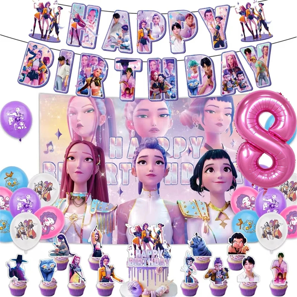 Neue Kpop Dämon Jäger Thema Einweg Geschirr Set Party Liefert Huntrix Saga Jungen Kuchen Topings Geburtstag Party Dekoration