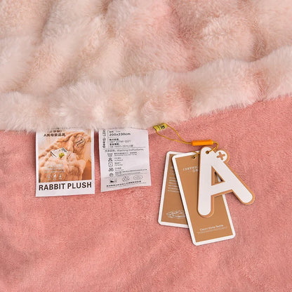 2024 new light luxury rabbit velvet four-piece set thickened warm milk velvet rabbit hair tie-dye bed sheet quilt cover.