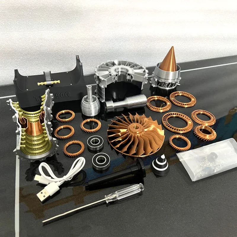 TR900 Aviation Turbofan Engine Model DIY Model Kit 27CM Electric Turbofan Engine Assembly Toy Kit.