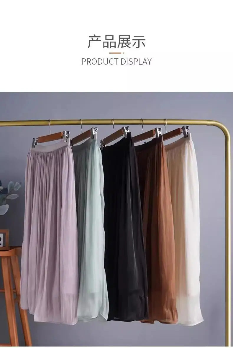 2025 Spring/Summer New Luster  A-line Women Skirt Solid Color High Waist French Paris Style Elegant Asymmetrical Skirt.