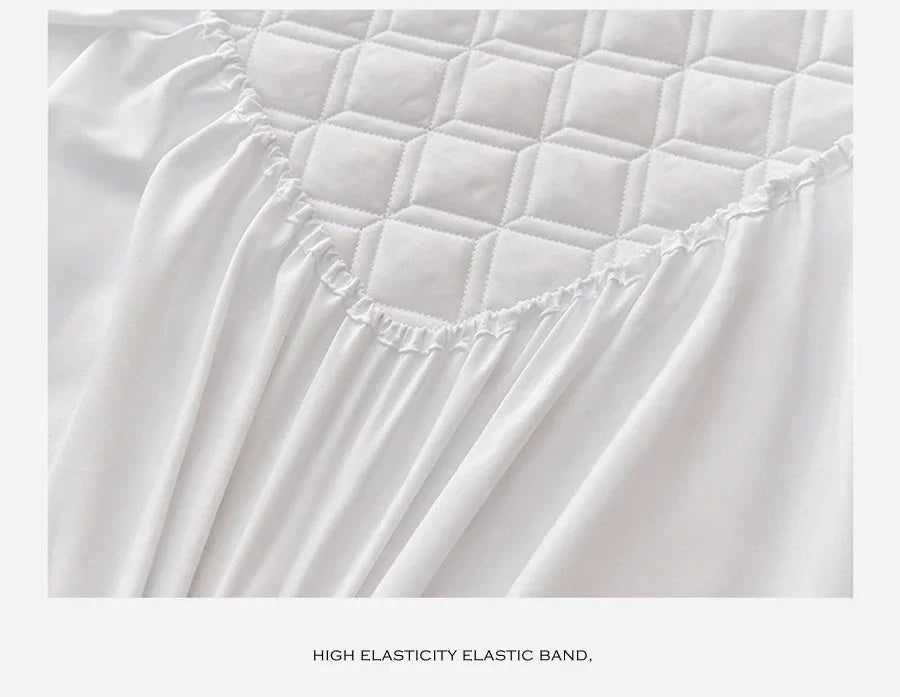 WASART Waterproof mattress protector cover quilted thicken elastic fitted sheet style couple double bed protection pad king size.