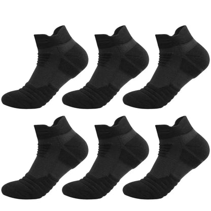 6/3/1 Pairs New Men Sports Running Fitness Flight Short Tube Socks Women's Towel Bottom Basketball Socks Solid Color Black Socks