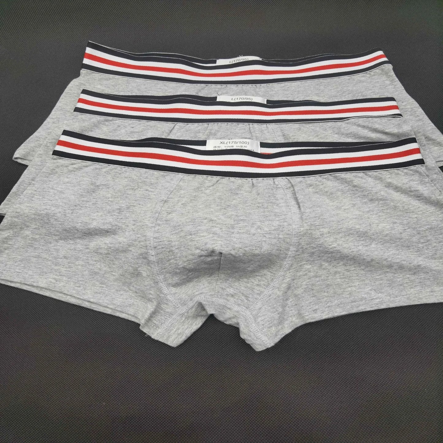 3pcstopmen's Baumwolle Boxer Unterwäsche Herrenmode Streifen gürtel einfarbige Unterhose ultra weiche bequeme Atem männliche Höschen Shorts