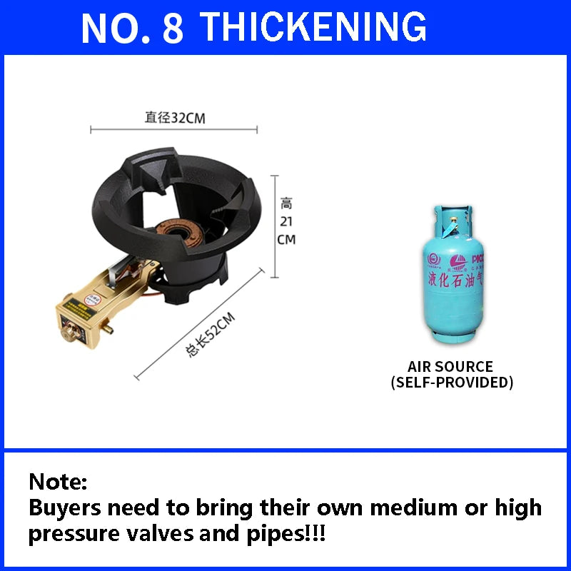 Commercial High-pressure Gas Stove Single-hole High-pressure Liquefied Gas Stove for Hotel Restaurants 8#/10#