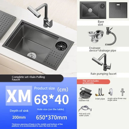 Stainless Steel Hidden Sink Bar Kitchen Sinks Small Single Slot with Lid Touring Car Multifunctional Wash Basin Balcony Garden