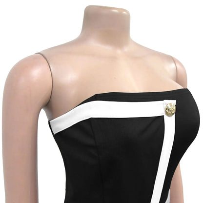 Elegant Sleeveless Wrap Chest Women's Button Strapless Irregular Jumpsuits 2025 One PieceWide Leg Outfits Night Club Streetwear