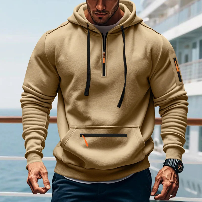 Men's Loose Fit Heavyweight American-Style Casual Sportswear Jacket fleece Lined Hooded Sweatshirt for Winter.
