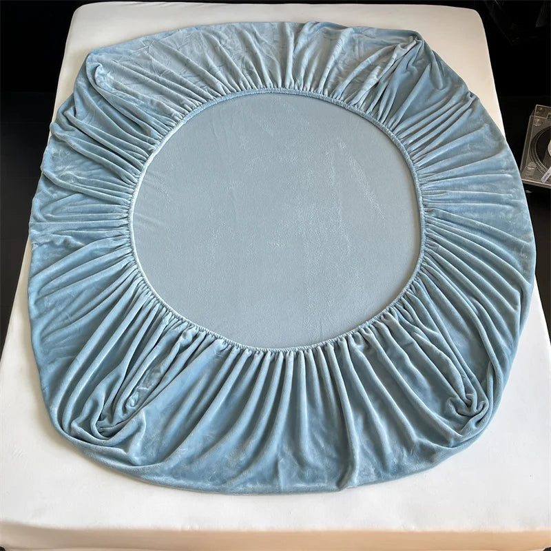 Soft Flannel Fitted Sheet for Winter, Fleece Mattress Protector, Cover with Elastic Band, Bed Linen, Solid Grey, 180x200cm, 1Pc.