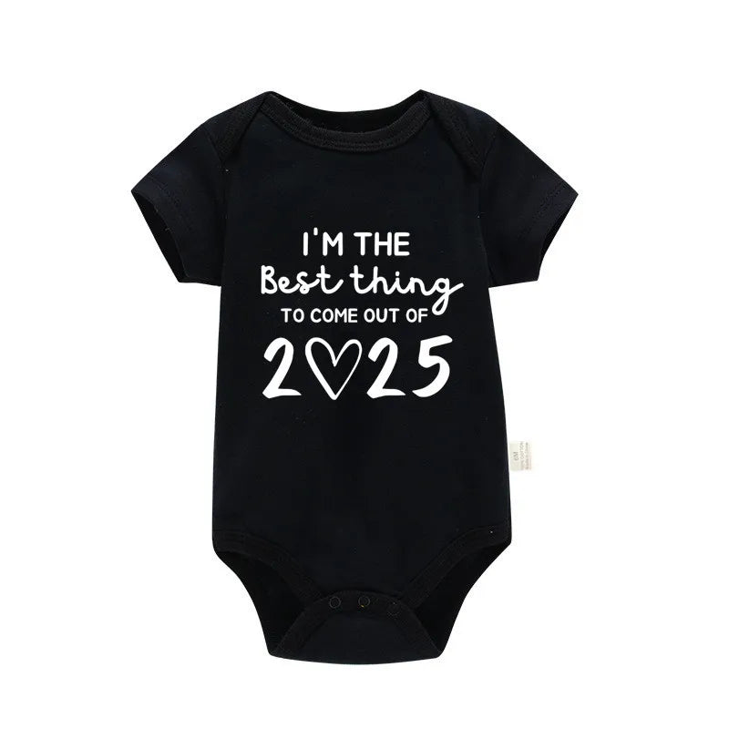„I'm the Best Thing 2025, Neugeborene Babykleidung, weiße Baumwolle, Sommer-Bodys für Kleinkinder, kurzärmeliger Strampler für Jungen und Mädchen.
