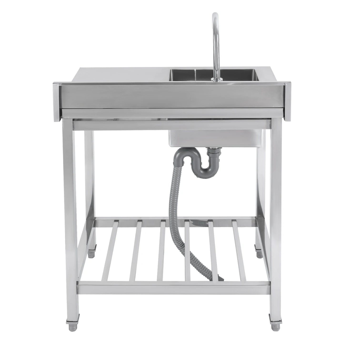 Edelstahl-Küchenspüle, freistehende Einzelschüssel-Werkbank für den Außenbereich, quadratische Küchenspülen, Tragfähigkeit 100 kg