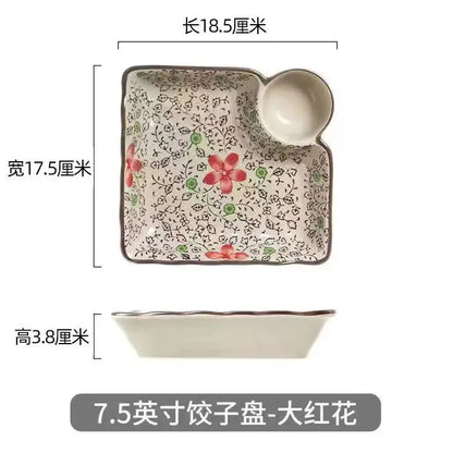 8/10Inch French Vintage Rose Ceramic Plate European Style Dinner Dishe Plates Salad Dessert Dinner Dish Household Art Tableware.