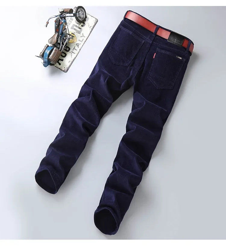 Herren Cord-Freizeithose, gerades Bein, lockere Passform, Jugend, Winter, dicke warme Samt-Jogginghose, Jogginghose, Baggy-Jogginghose