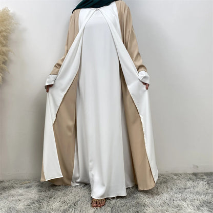 Ramadan Eid Muslimischen Abaya Dubai Luxus Spleißen Gefälschte Zwei Stücke Abayas Für Frauen Kaftan Modest Kleid Islam Kaftan Marocain Femme