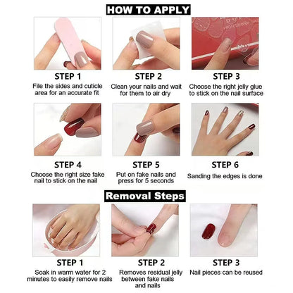 24 Pcs French White Press on Nails Cute Short Almond Self-nail Strawberry Decorations for Nail Tips False Nails with Sticky Tabs.