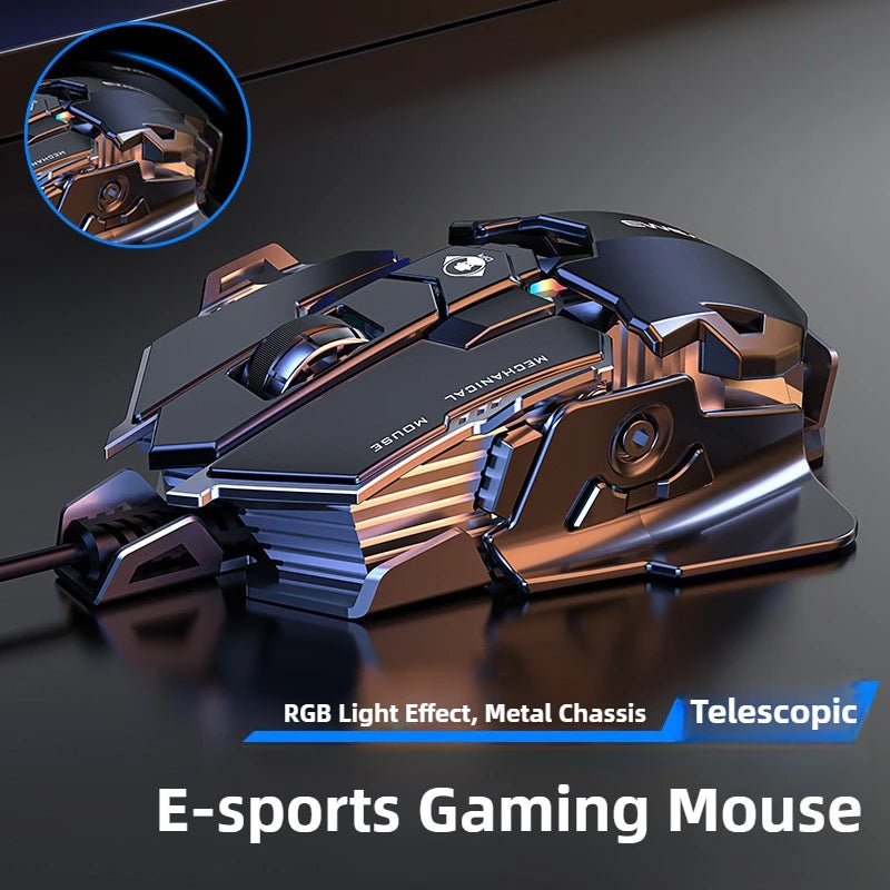 MK500 RGB Backlight Wired Mechanical Mouse 12800DPI Adjustable Macro Programming E-Sport Ergonomic Gaming Mouse For PC Laptop.