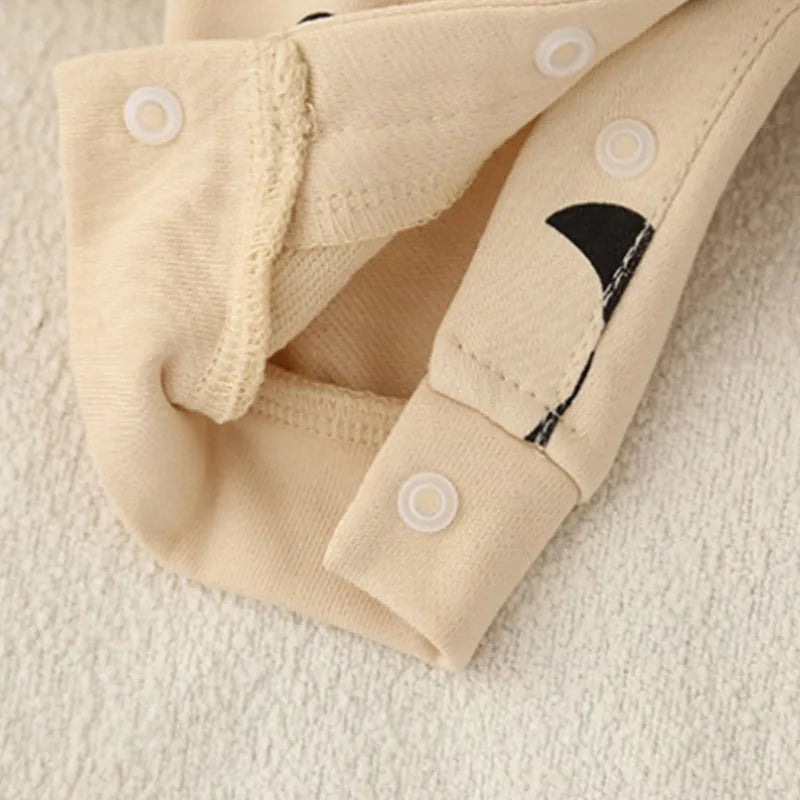 Neugeborener Frühlings- und Wintermode-Anzug mit Mond-Sonnen-Aufdruck, Baumwolle, bequem und weich, 0–12 Jungen und Mädchen, langärmeliger Baby-Body.