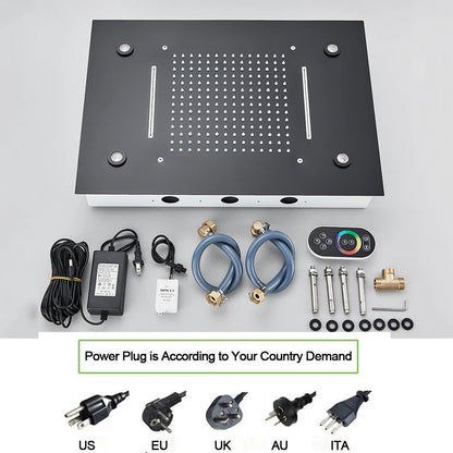 Thermostatic Mixers Bathroom Shower Faucet Set Led Rain Waterfall Bathtub Shower System Remote Control Colors Ceiling Mounted