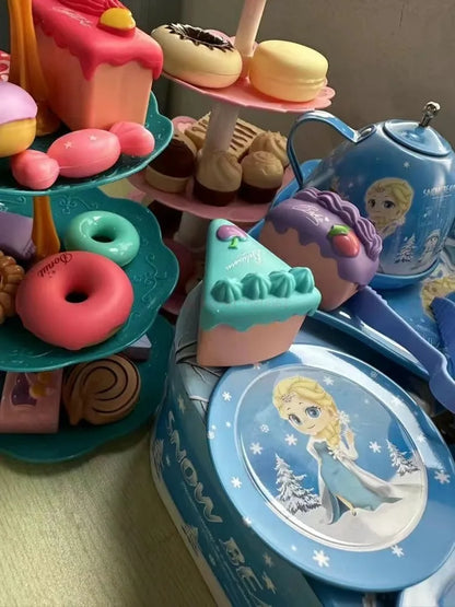 Kids Tea Party Set For Little Girls Mermaid Gift Pretend Toy Tin Tea Set Princess Tea Time Kitchen Pretend Play Tea Set Gift.