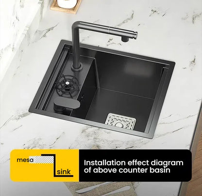 Household Small Hidden Kitchen Sink Stainless Steel Bar Wash Vegetable Basin With Cover Plate and Cup Washer Mini Single Slot