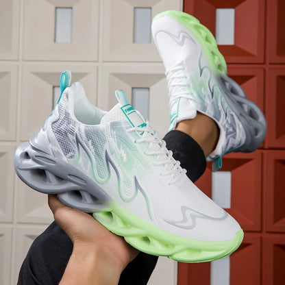 YRZL Unisex Running Shoes Men Women Lightweight Mesh Breathable Comfortable Flat Soft Tennis Shoes Summer Lace-up Sneakers Man