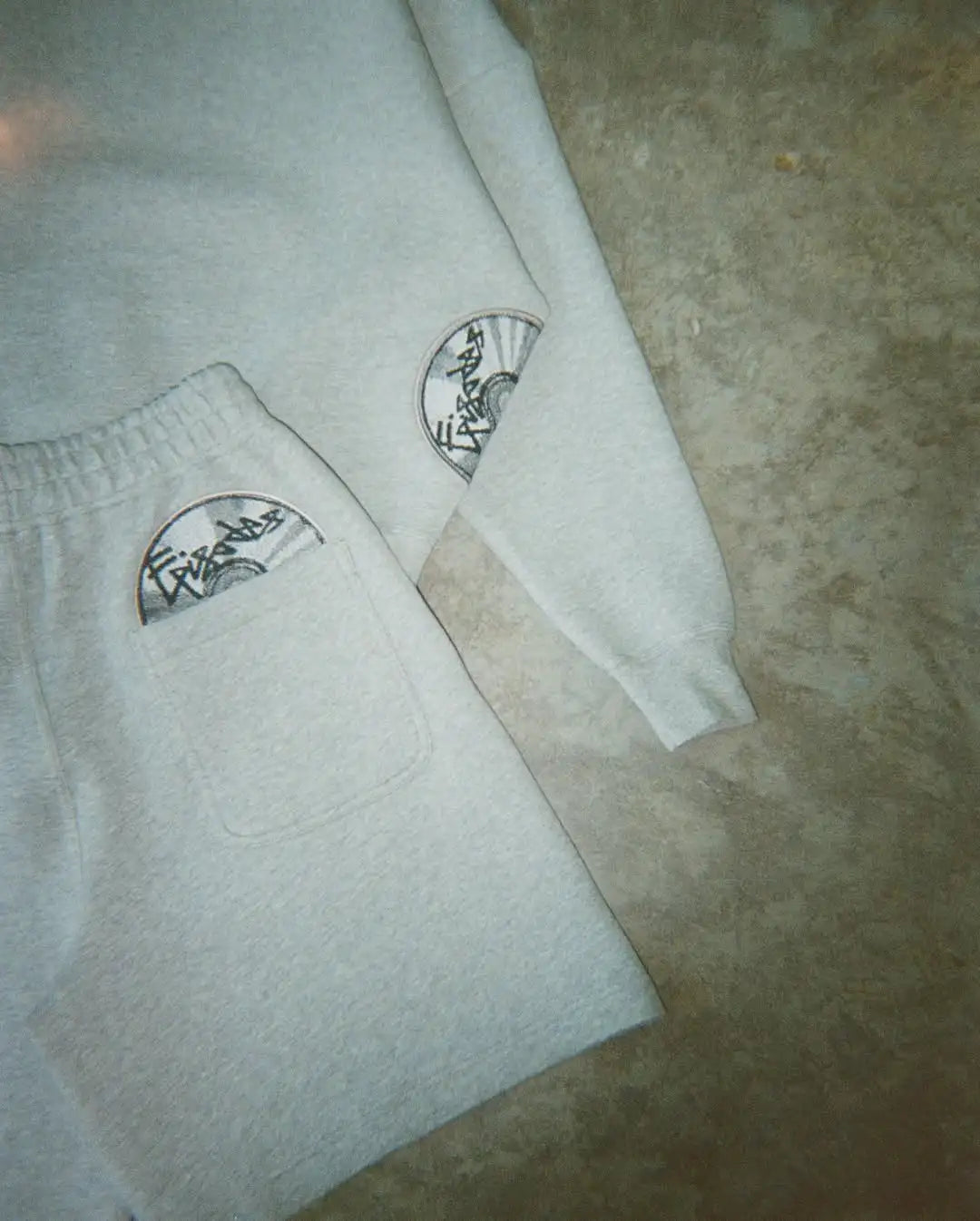 Grey Disc Pattern Mens Shorts Set Sporty Casual Wear Comfortable Loose Tracksuit Breathable Fabric Minimalist Modern Athleisure.