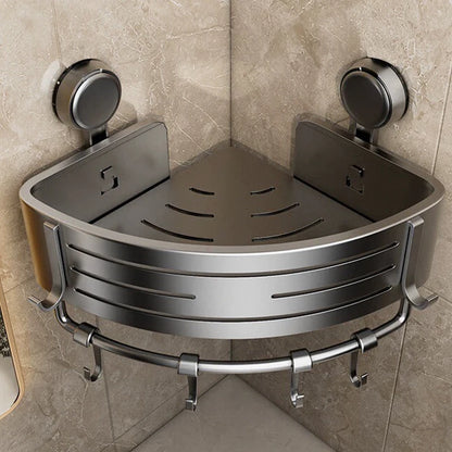 Badezimmer-Aufbewahrungsregal, Saugnapf, perforationsfreies Badezimmer, dreieckiger Toilettenwaschbehälter, Eck-Badezimmer-Aufbewahrungsregal