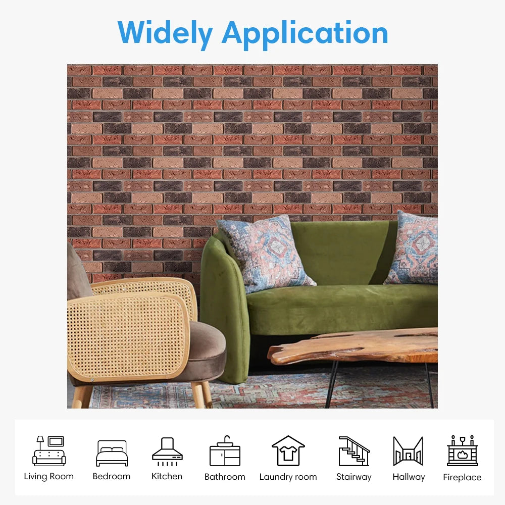 10/20pcs 3D Faux Brick Peel and Stick Wall Panels, Waterproof PVC Wall Stickers, Easy to Install, Home Wall Decor