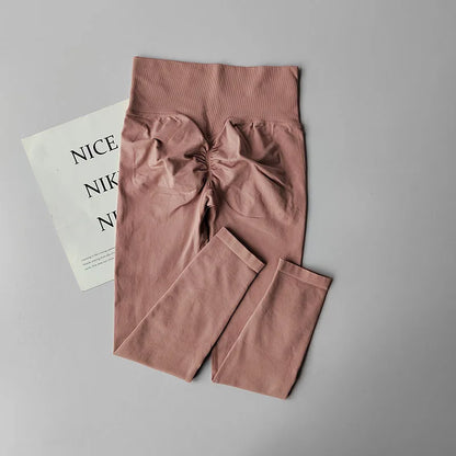 High Waist Belly-tightening Peach Buttocks Fitness Pants Unrestrained Cycling Pilates Skin-friendly High-elastic Yoga Leggings.