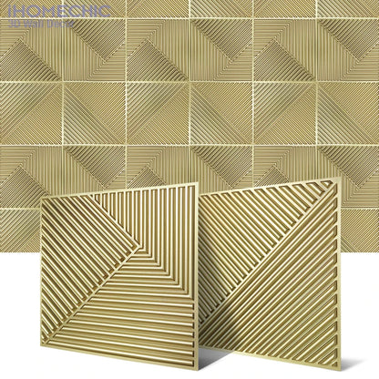 12pcs 30x30cm Champagne gold color 3D Wall Panel Shining Gold 3D Wall Sticker Wedding party background wall art Wood grain paper