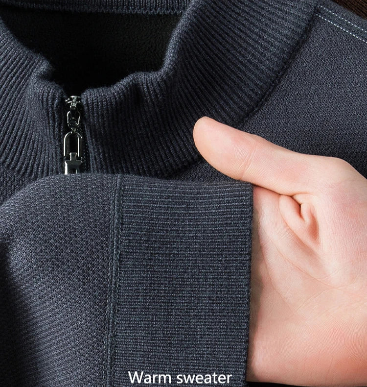 High Quality Velvet Thickening Sweater Bottoming Shirt, Men's Half Zip Pullover, Casual Loose New Warm T-shirt, Knitwear.