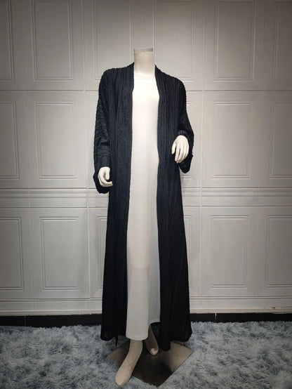 Uni Fashion Muslim Kimono Abaya Solid Striped Retro Ethnic Cardigan Robe Dubai Middle Eastern Saudi Arabia Eid Clothes 2025.