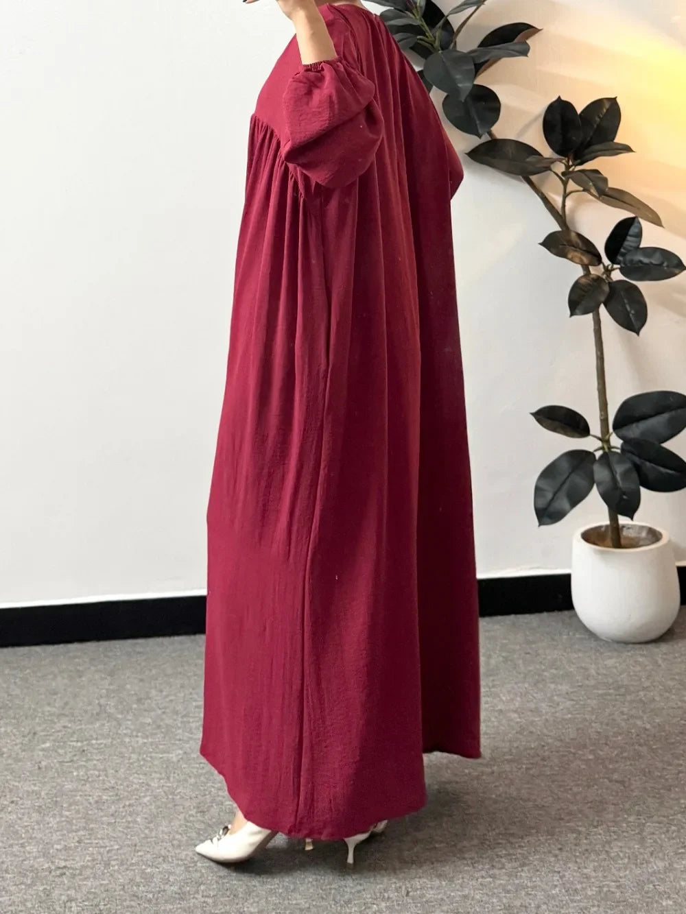 Full Sleeve Loose Maxi Prayer Dress Muslim Modest Dresses Jilbabs Casual Solid Pockets Robe Long Ramadan Dress Women Abayas.