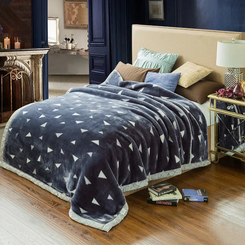 Double Layer Raschel Blankets Soft Warm Faux Fur Mink Throw Thicken Fluffy Microfiber Plush Weighted Blankets For Beds