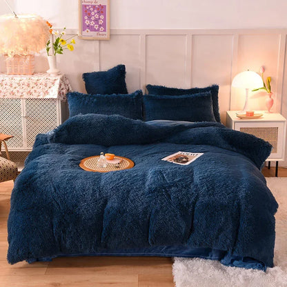 3/4PCS Luxurious Plush Duvet Cover Set – Cozy & Soft Bedding, Perfect for Bedroom Comfort, Ideal for Guest Rooms and Dorm Aesth