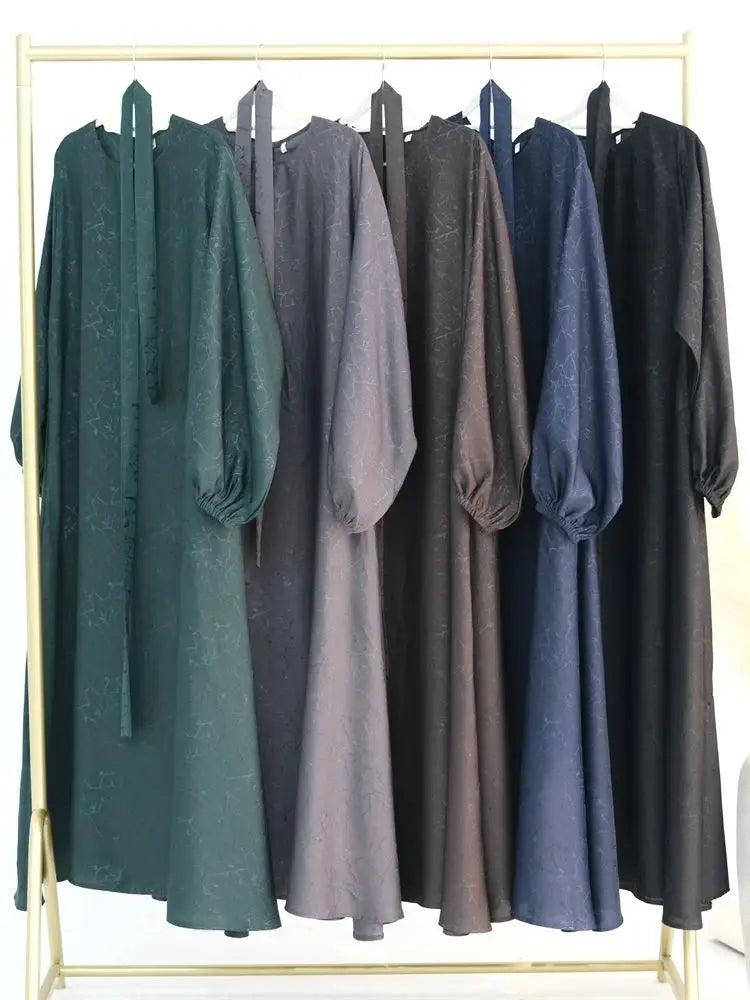 Ramadan Eid Satin Dubai Long Modest Dress Abaya Damen Islam Muslim Kaftan African Dresses For Women Kebaya Robe Femme Musulmane.