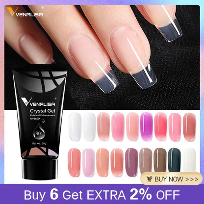 VENALISA Poly Nail Gel Nail Acrylic Gel Self Leveling Natural Pink Prolong Gel Clear Color Crystal Gel Nail Nail Art Jelly Gel.