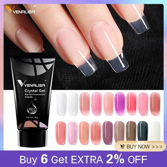 VENALISA Poly Nail Gel Nail Acrylic Gel Self Leveling Natural Pink Prolong Gel Clear Color Crystal Gel Nail Nail Art Jelly Gel.